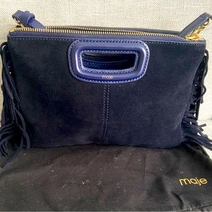 Navy Blue Maje Cross Body Bag/ Clutch - Original dust bag